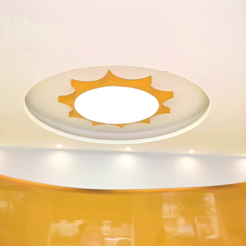 Lampada da soffitto semplice a LED con montaggio a incasso Lampada da soffitto gialla Sun con acrilico per la scuola materna