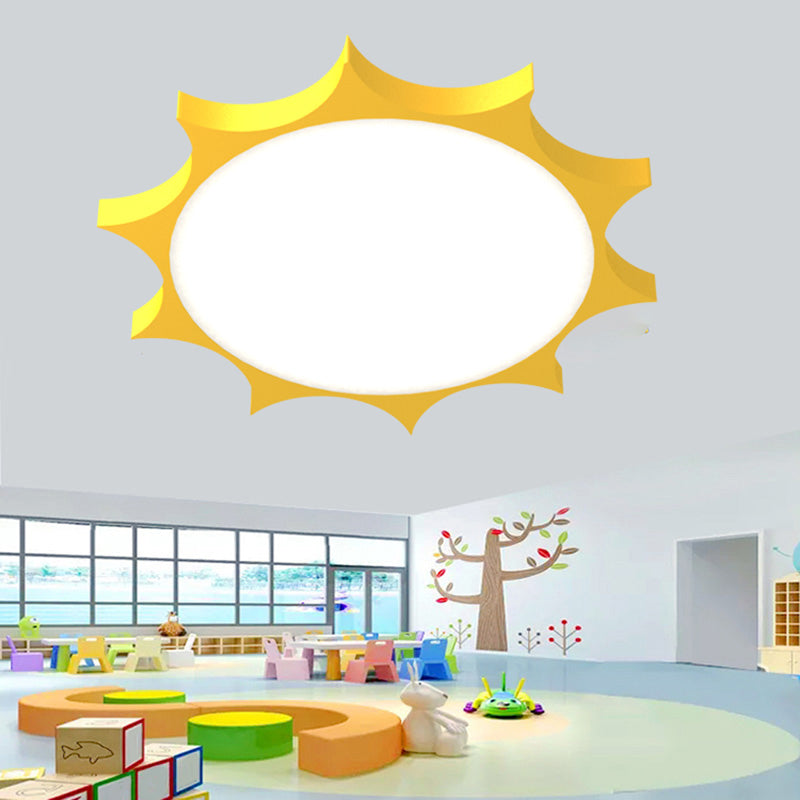 Lampada da soffitto semplice a LED con montaggio a incasso Lampada da soffitto gialla Sun con acrilico per la scuola materna