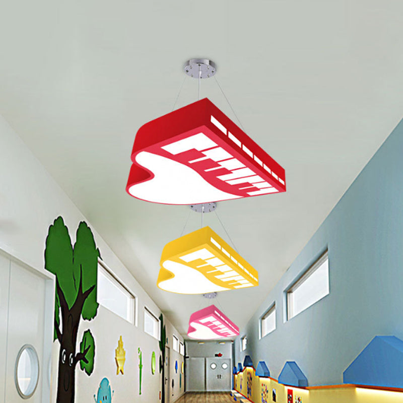 Cartoon LED Hanging Chandelier Piano Pendant Light Kit with Acrylic Shade for Corridor