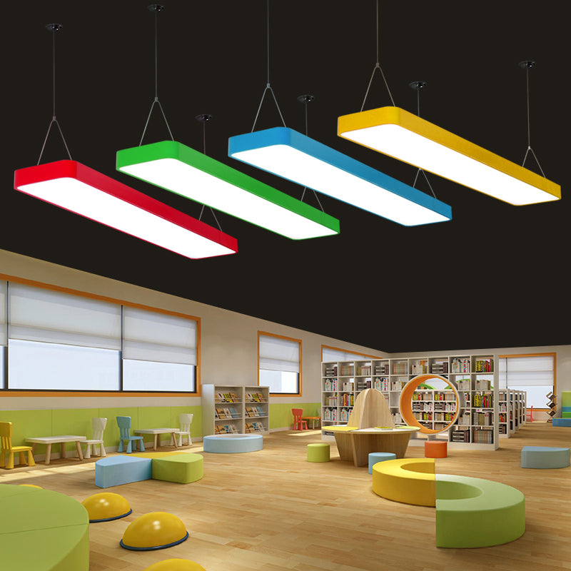 Rectangle Chandelier Light Kit Contemporary Acrylic LED Playroom Ceiling Pendant