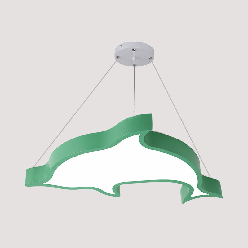 Dolphin Shaped Corridor Hanging Light Fixture Acrylic LED Cartoon Chandelier Lighting