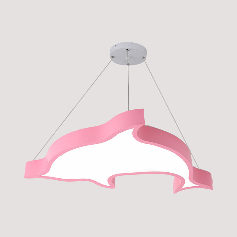 Dolphin Shaped Corridor Hanging Light Fixture Acrylic LED Cartoon Chandelier Lighting