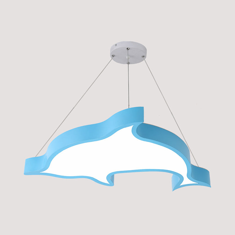 Dolphin Shaped Corridor Hanging Light Fixture Acrylic LED Cartoon Chandelier Lighting