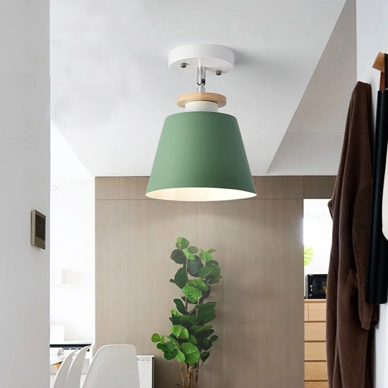 Simple Barrel Semi Flush Plafondlamp Metaal 1 Lichtgang Flexibele Semi Mount Verlichting