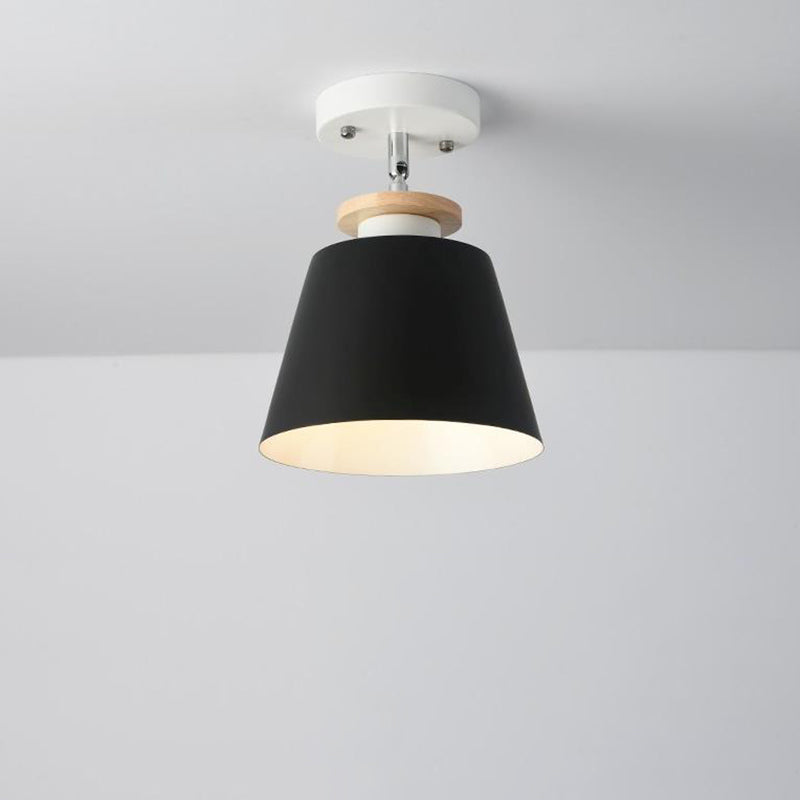 Simple Barrel Semi Flush Plafondlamp Metaal 1 Lichtgang Flexibele Semi Mount Verlichting