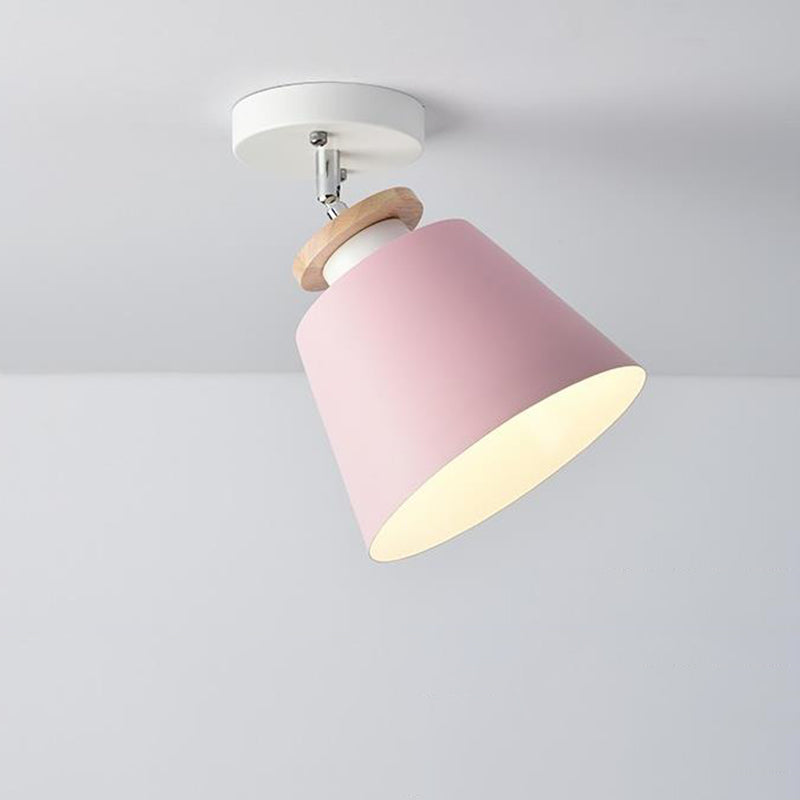 Simple Barrel Semi Flush Plafondlamp Metaal 1 Lichtgang Flexibele Semi Mount Verlichting