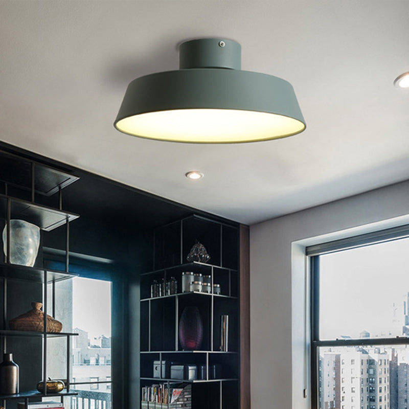 Dining Room LED Semi Flush Light Simplicity Metal Ceiling Lighting with Barn Acrylic Shade