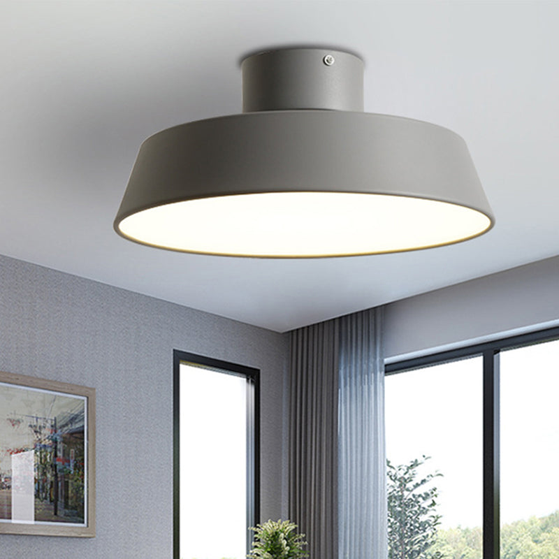Dining Room LED Semi Flush Light Simplicity Metal Ceiling Lighting with Barn Acrylic Shade