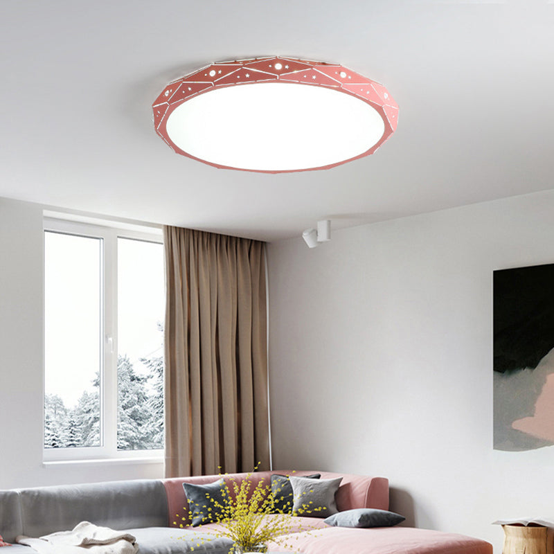 Éclairage encastré LED nordique Plafonnier rond découpé au laser avec abat-jour en acrylique