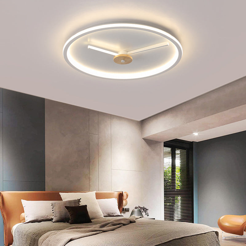 Clock Shaped Flush Mount Lamp Simple Acrylic LED Bedroom Close to Ceiling Light