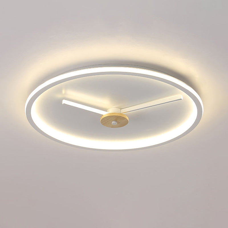 Clock Shaped Flush Mount Lamp Simple Acrylic LED Bedroom Close to Ceiling Light