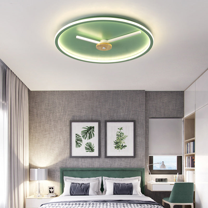 Clock Shaped Flush Mount Lamp Simple Acrylic LED Bedroom Close to Ceiling Light