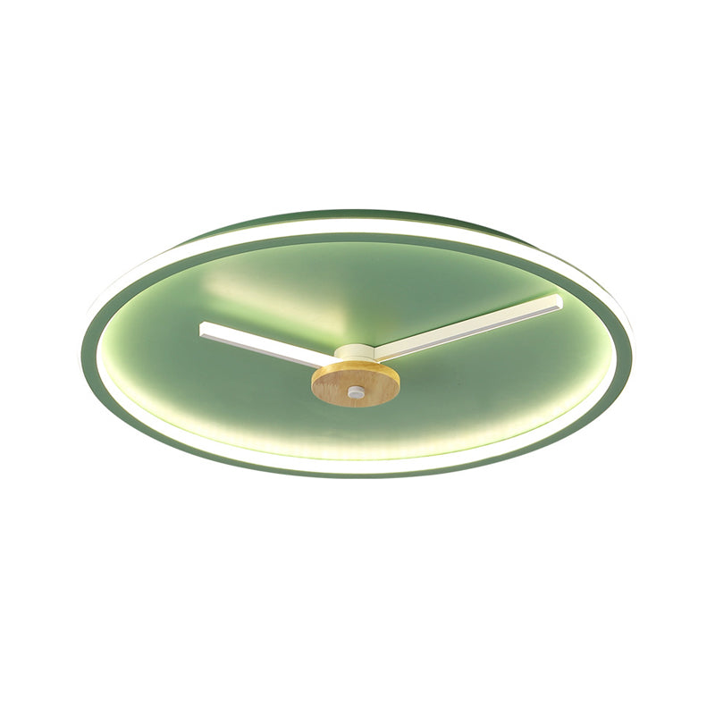 Clock Shaped Flush Mount Lamp Simple Acrylic LED Bedroom Close to Ceiling Light