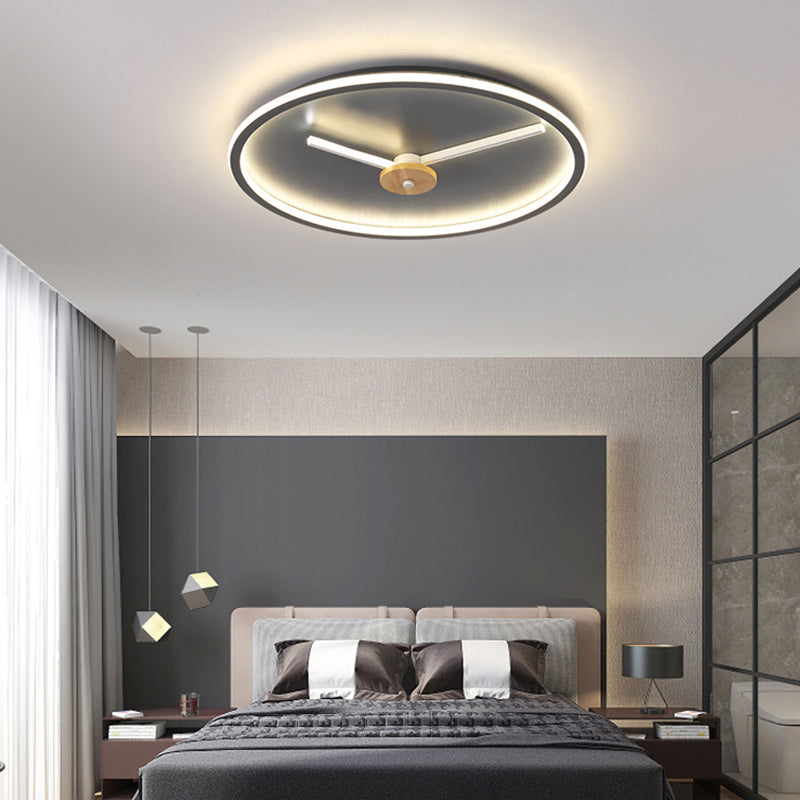 Clock Shaped Flush Mount Lamp Simple Acrylic LED Bedroom Close to Ceiling Light