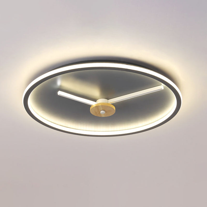 Clock Shaped Flush Mount Lamp Simple Acrylic LED Bedroom Close to Ceiling Light