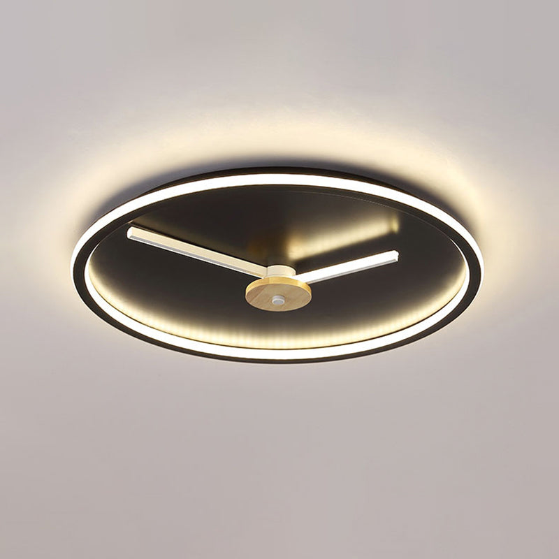 Clock Shaped Flush Mount Lamp Simple Acrylic LED Bedroom Close to Ceiling Light