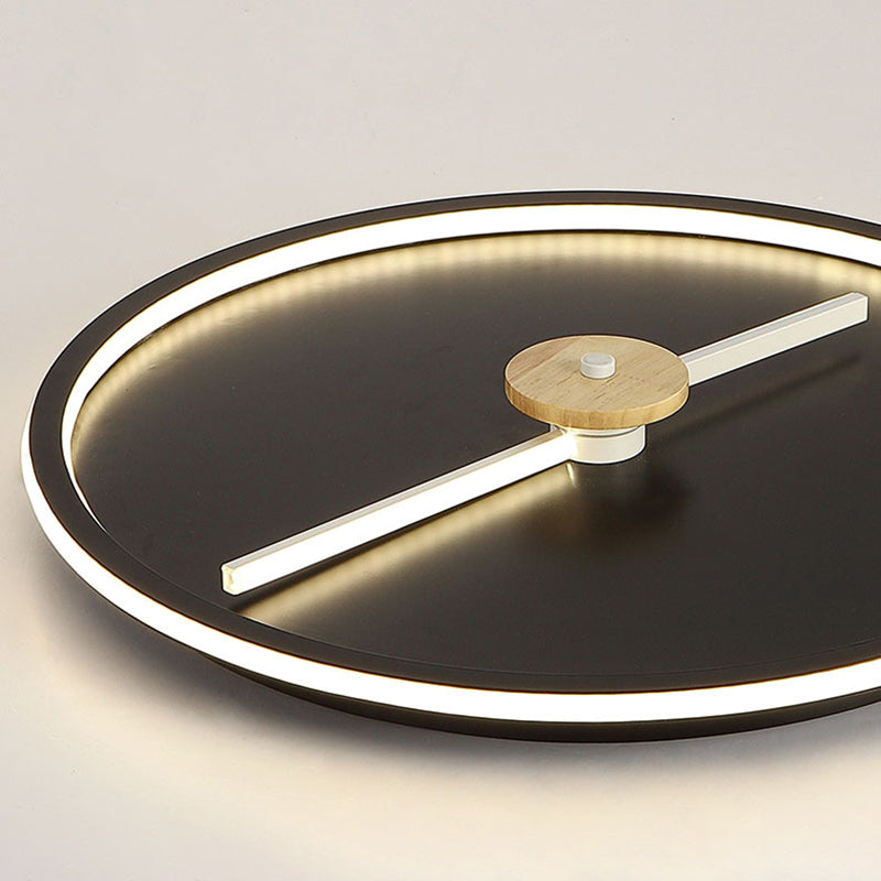 Clock Shaped Flush Mount Lamp Simple Acrylic LED Bedroom Close to Ceiling Light