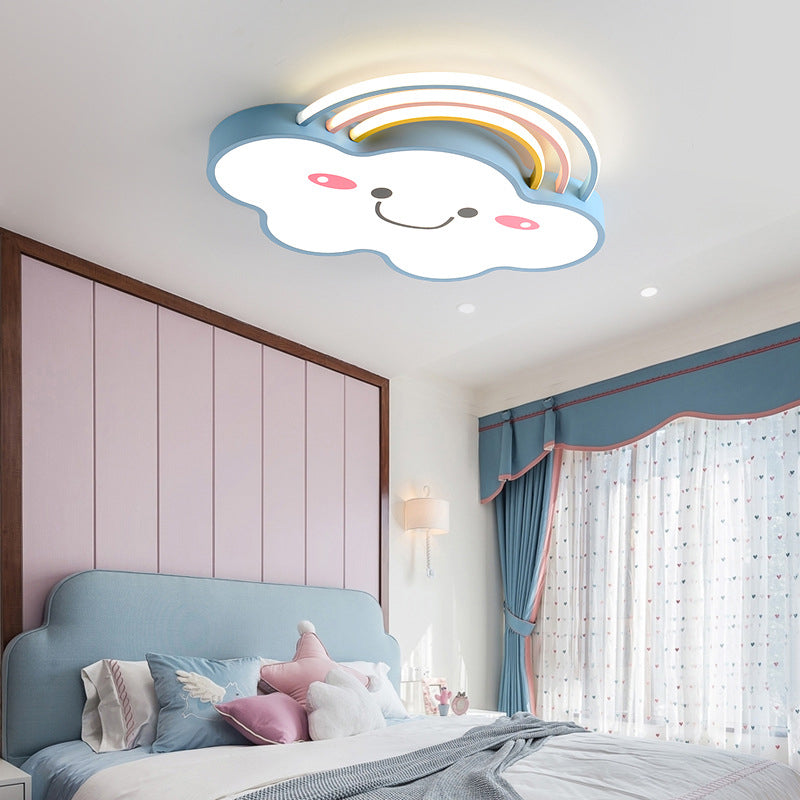 Rainbow Cloud Flush Mount Simple Acrylic Kids Bedroom LED Flush Light Fixture