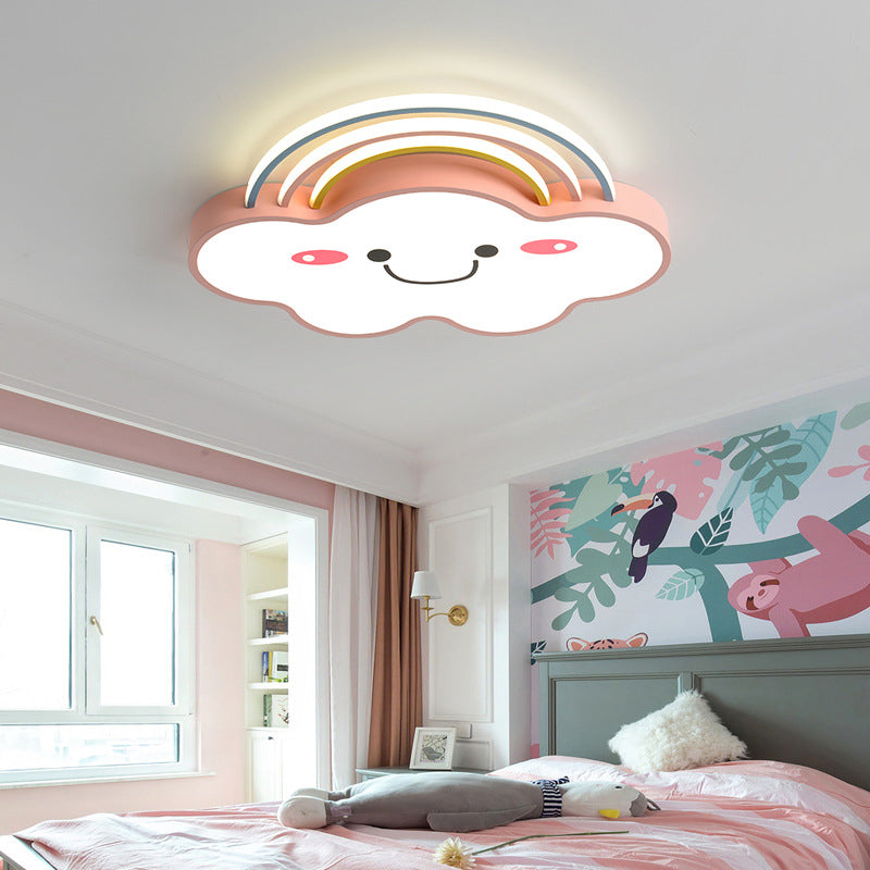 Rainbow Cloud Flush Mount Simple Acrylic Kids Bedroom LED Flush Light Fixture