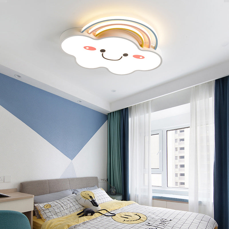 Rainbow Cloud Flush Mount Simple Acrylic Kids Bedroom LED Flush Light Fixture