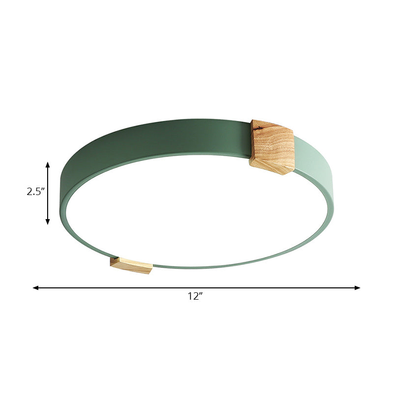 12 "/16" Diametro Cerchio Plafoniera Acrilico Macaron LED Luce di montaggio a filo in verde per la sala studio, luce calda/bianca