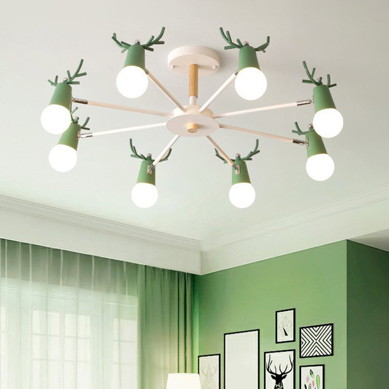 Antler Semi Mount Lighting Simplicity Metal Ceiling Mounted Fixture with Exposed Bulb Design