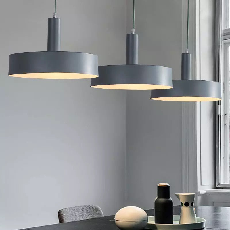 Round Bedroom Drop Lamp Metallic 1-Head Contemporary Hanging Ceiling Light