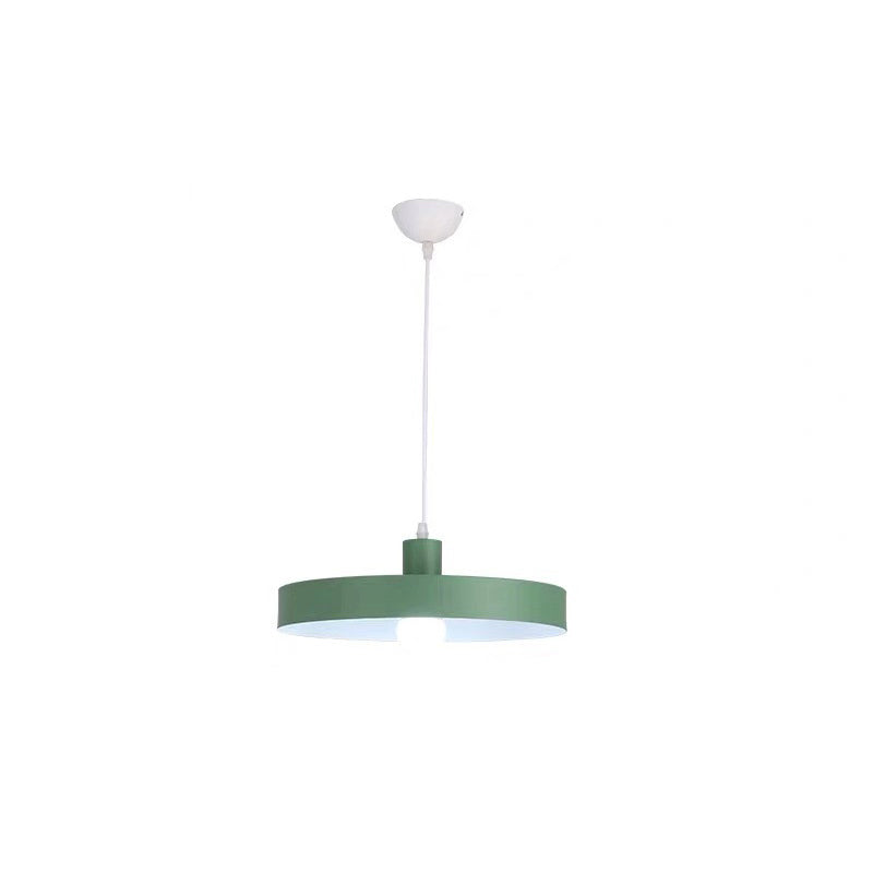 1 Head Dining Room Pendant Light Simple Hanging Lamp Kit with Pot Lid Metal Shade