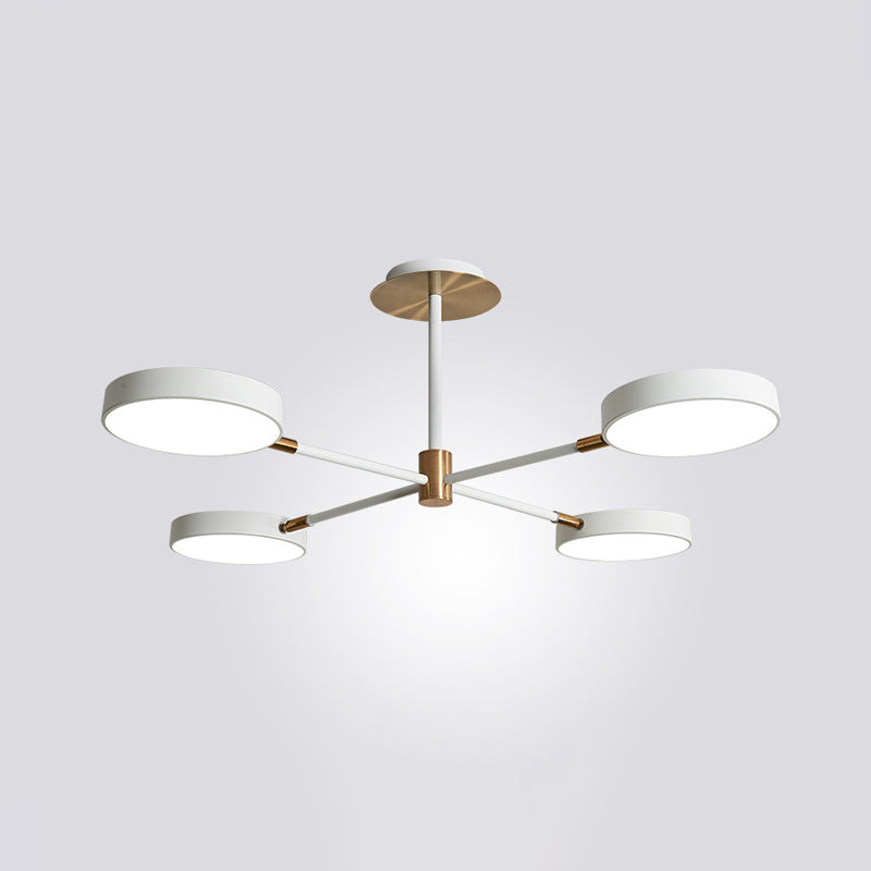 Acrylic Drum Pendant Chandelier Contemporary Suspension Lighting Fixture with Sputnik Design