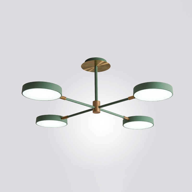 Acrylic Drum Pendant Chandelier Contemporary Suspension Lighting Fixture with Sputnik Design