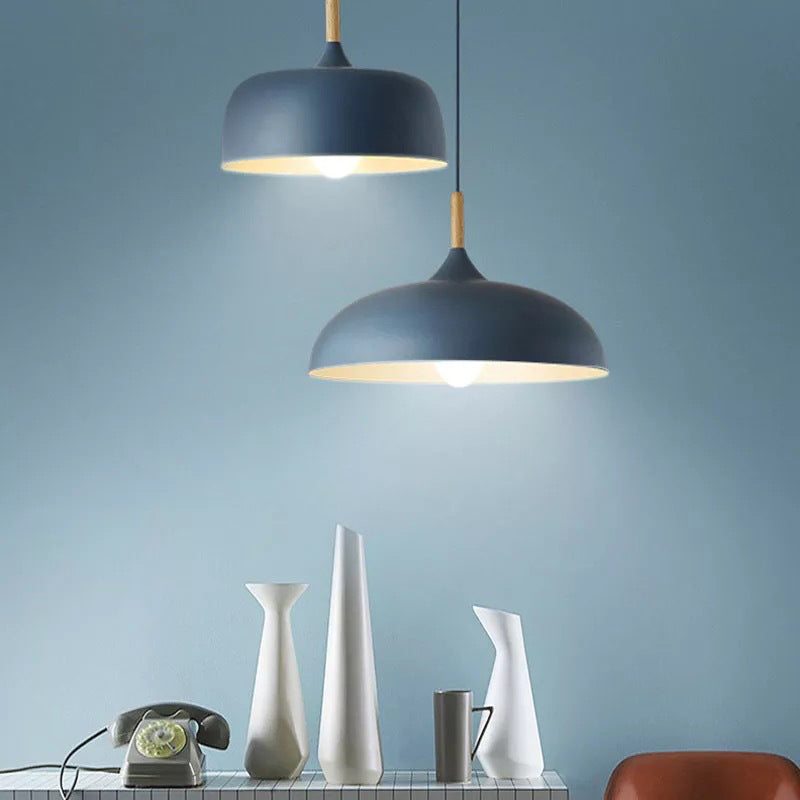 Geometry Dining Room Ceiling Lamp Metal 1 Bulb Contemporary Pendant Light Kit with Wood Cork