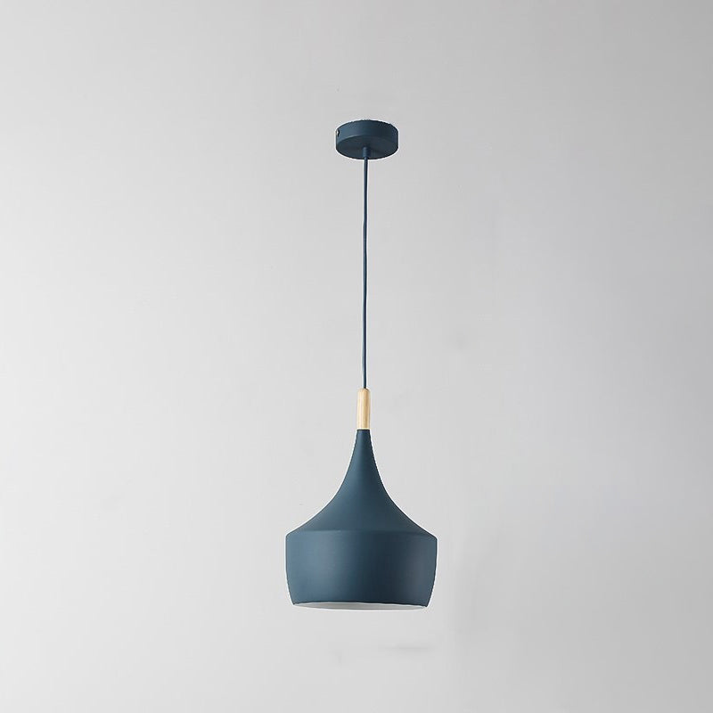 Geometry Drop Pendant Simplicity Metal 1-Light Dining Room Hanging Light Kit with Wood Cork