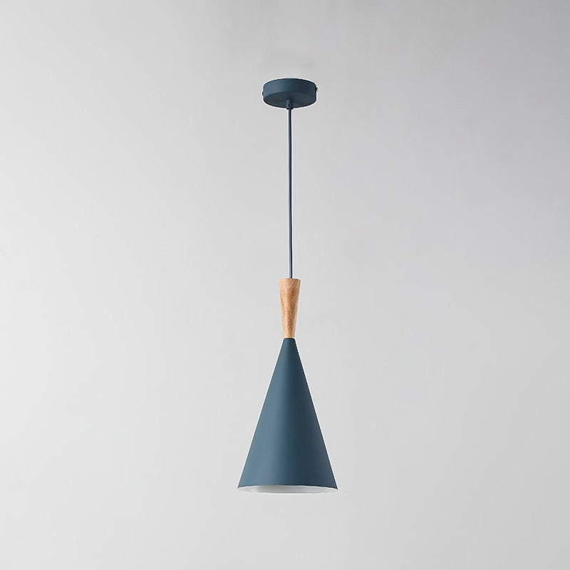 Geometry Drop Pendant Simplicity Metal 1-Light Dining Room Hanging Light Kit with Wood Cork