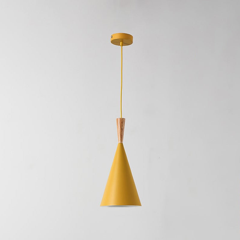 Geometry Drop Pendant Simplicity Metal 1-Light Dining Room Hanging Light Kit with Wood Cork
