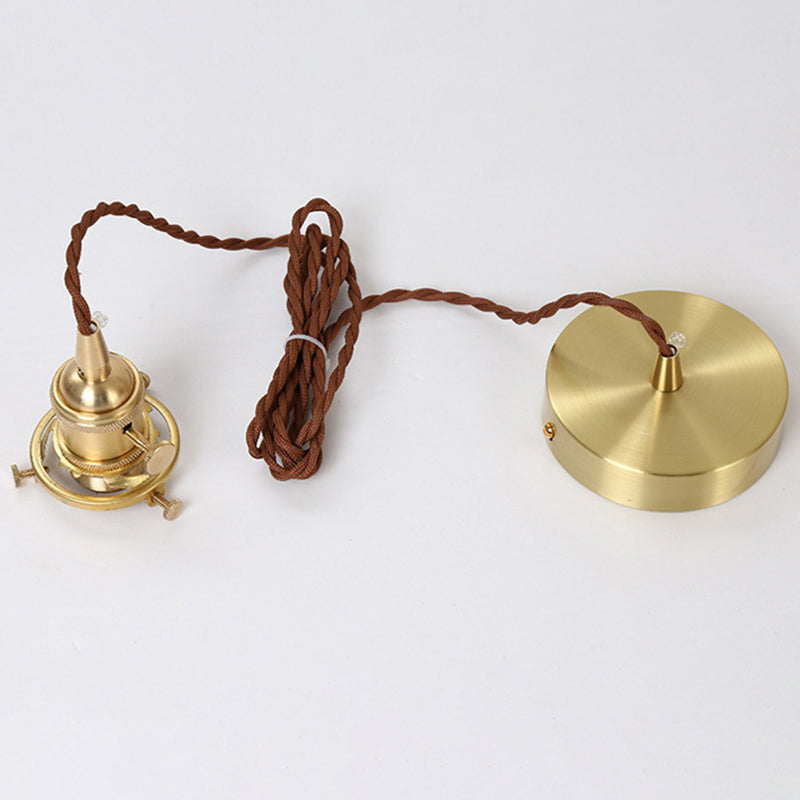 1 Head Spherical Pendant Light Kit Warehouse Brass Finish Clear Textured Glass Hanging Lamp Kit