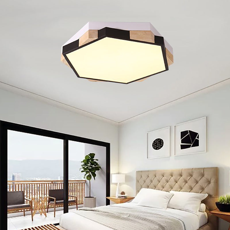 Style nordique Hexagon Flush Mount Light Acrylic Ceiling Lamp for Study Room