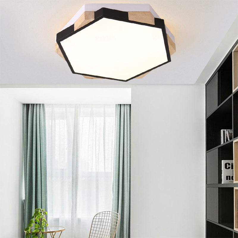 Style nordique Hexagon Flush Mount Light Acrylic Ceiling Lamp for Study Room