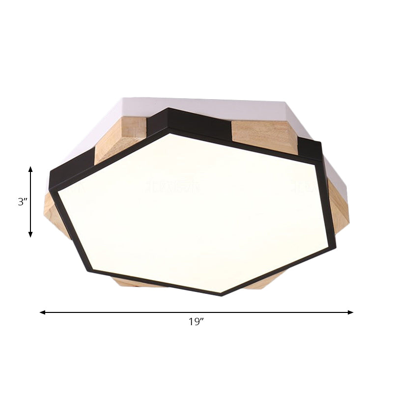 Style nordique Hexagon Flush Mount Light Acrylic Ceiling Lamp for Study Room
