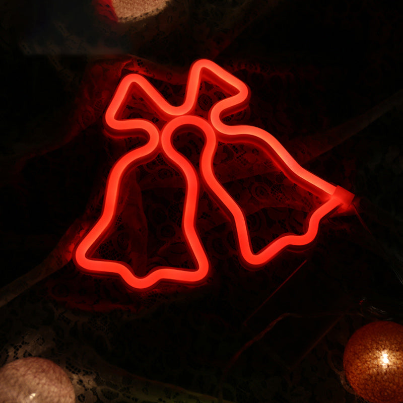 Jingle Bell Mini Lámpara de noche Led de plástico moderno Iluminación de mesita de noche para Navidad