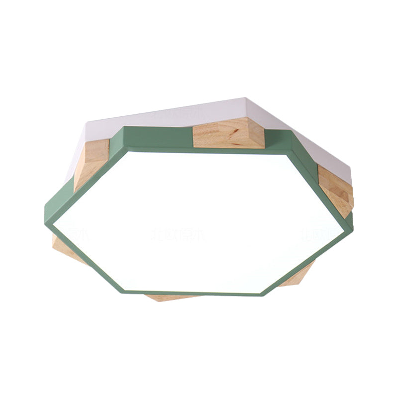 Style nordique Hexagon Flush Mount Light Acrylic Ceiling Lamp for Study Room