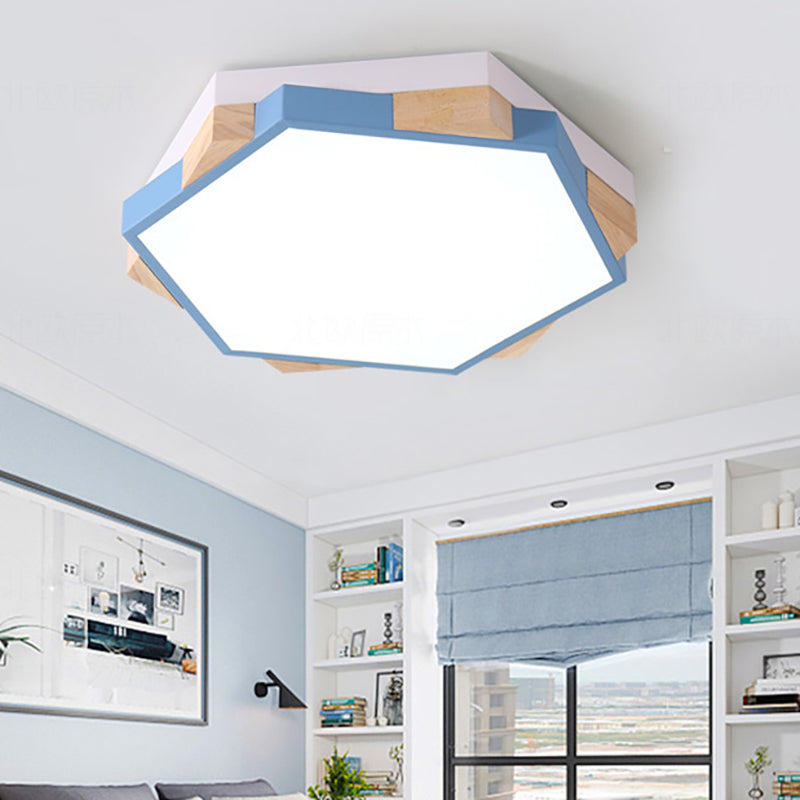 Style nordique Hexagon Flush Mount Light Acrylic Ceiling Lamp for Study Room