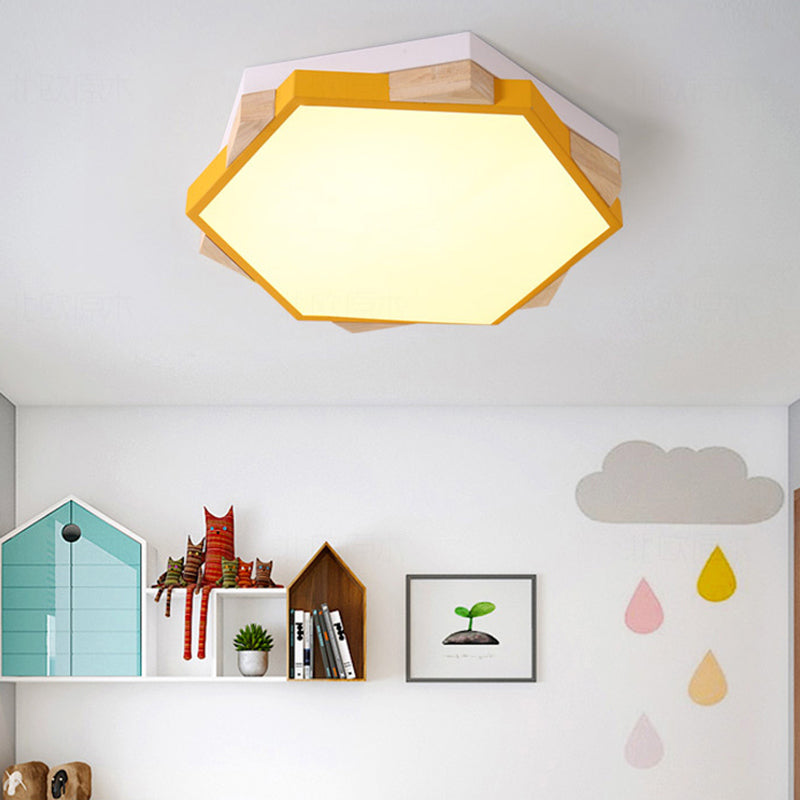 Style nordique Hexagon Flush Mount Light Acrylic Ceiling Lamp for Study Room