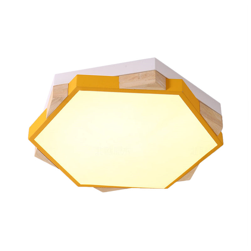 Style nordique Hexagon Flush Mount Light Acrylic Ceiling Lamp for Study Room