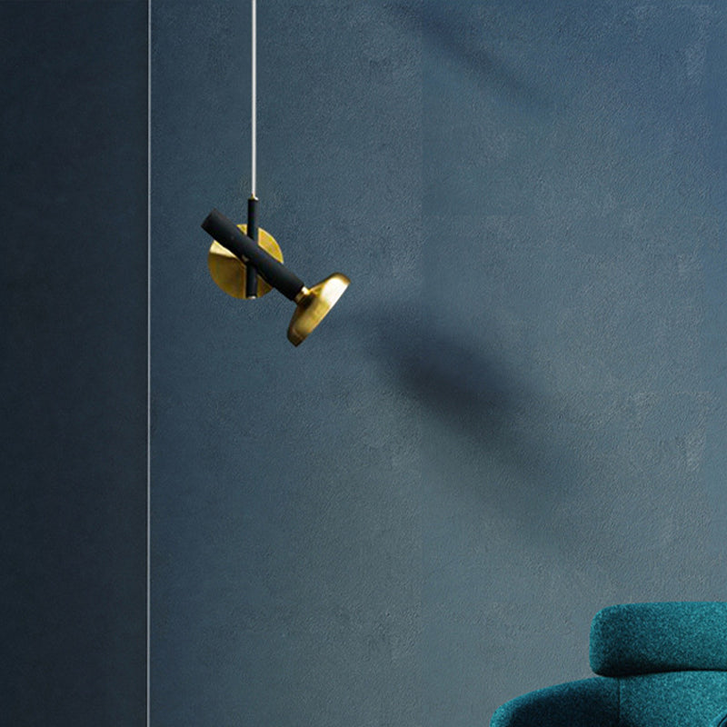 1-Light Bedside Ceiling Pendant Light Modern Brass Down Lighting with Torch Metal Shade