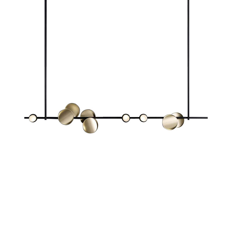 Circle Dining Room Island Light Fixture Metal LED Modern Chandelier Lighting in Black