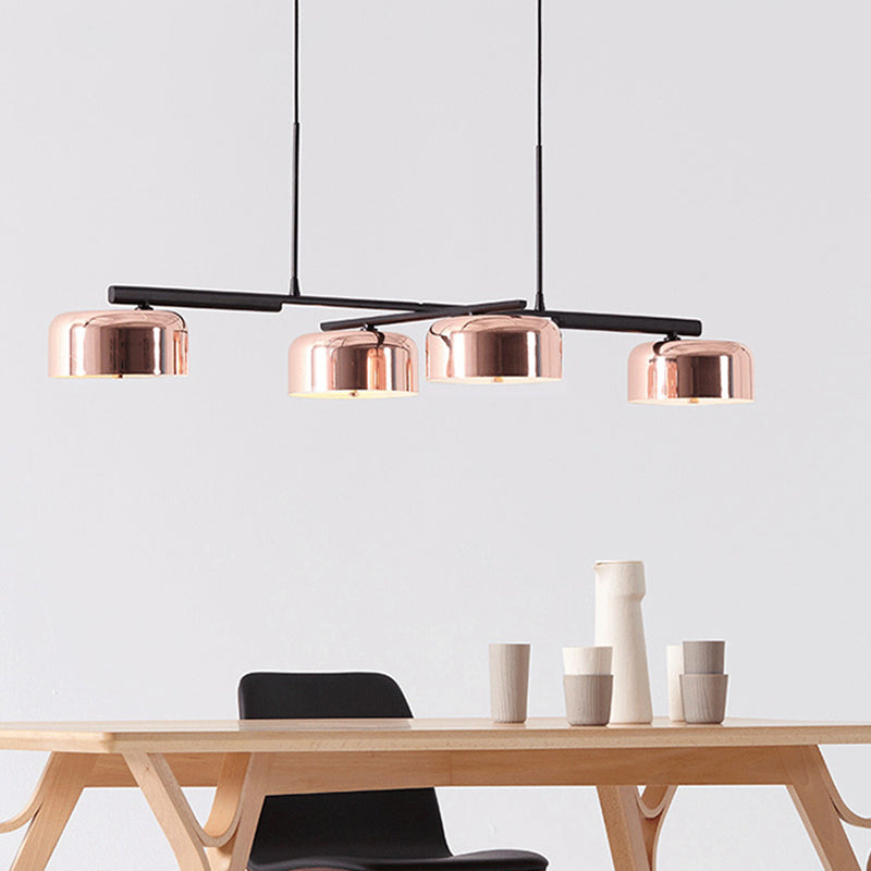 Drum Island Lamp Contemporary Metal 4 Heads Afferma del soffitto in rame per sala da pranzo