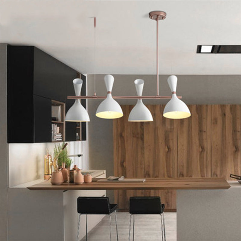 Funnel Ceiling Pendant Light Simple 4 Lights Metal Island Lighting for Dining Room
