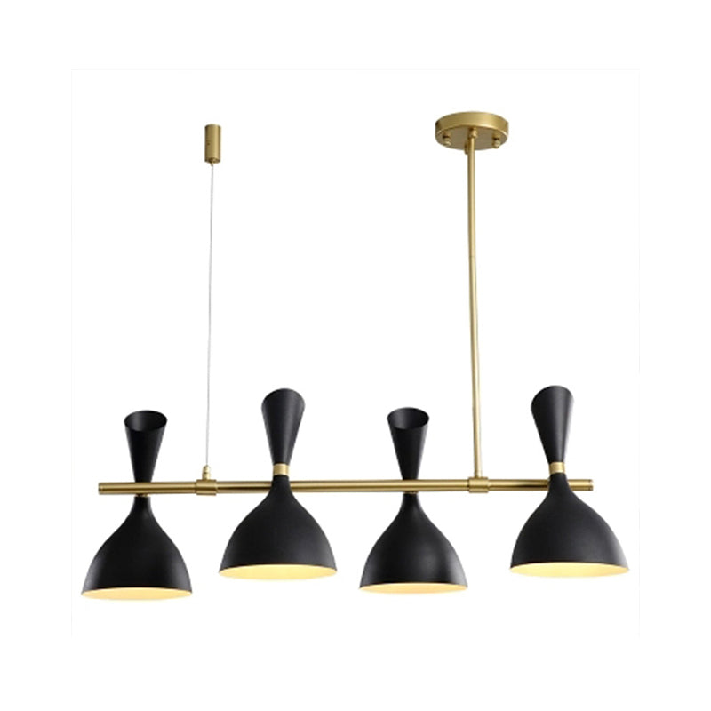 Funnel Ceiling Pendant Light Simple 4 Lights Metal Island Lighting for Dining Room