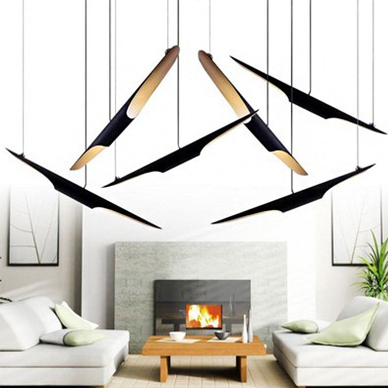 Metallic Bias Tubular Ceiling Lamp Minimalist 2 Bulbs Cluster Pendant Light in Black