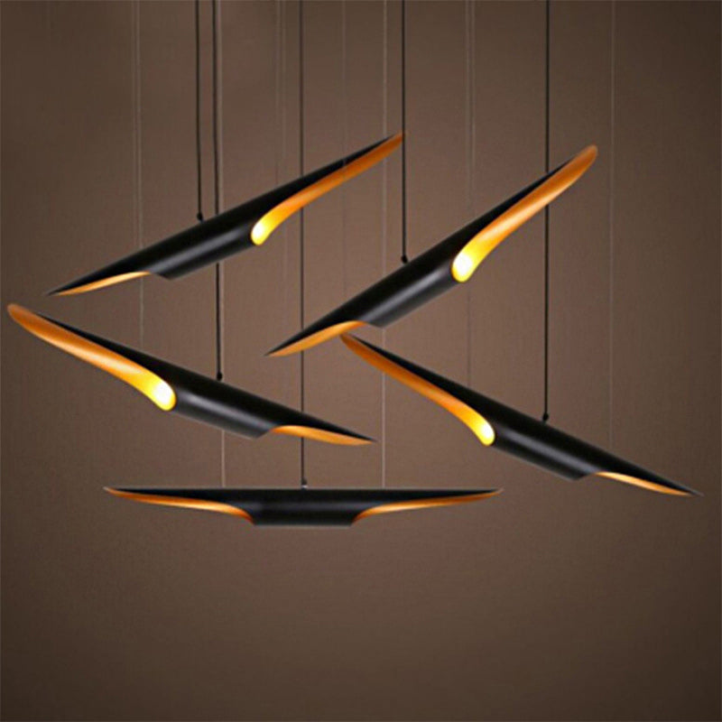 Metallic Bias Tubular Ceiling Lamp Minimalist 2 Bulbs Cluster Pendant Light in Black